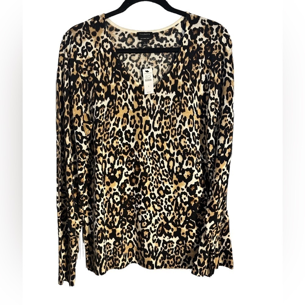 NWT Animal Print Light Weight Merino Wool Blouse